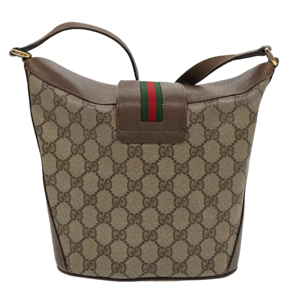 GUCCI GG Supreme Web Sherry Line Shoulder Bag PVC Beige 904 02 081 Auth 96199 - Picture 2 of 16